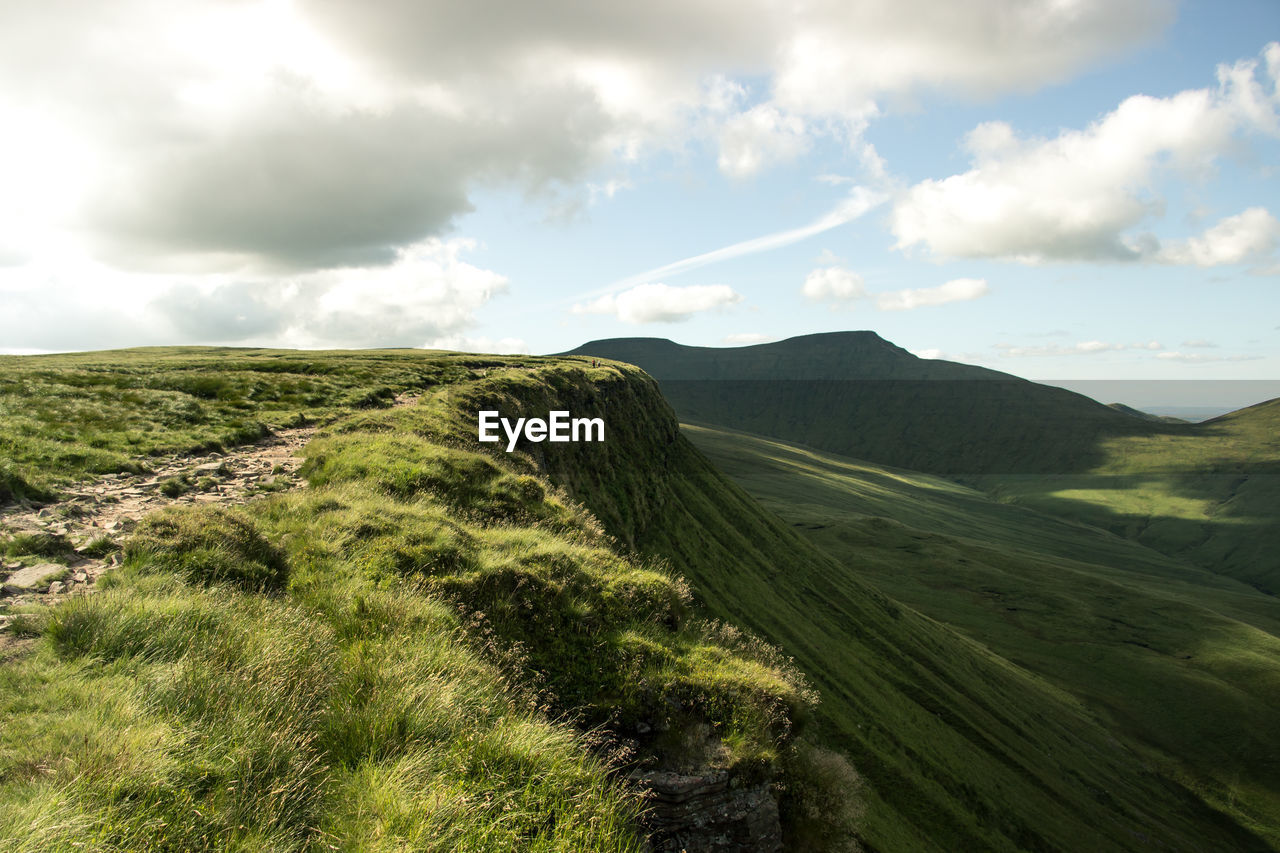 Scenic view of green landscape against sky