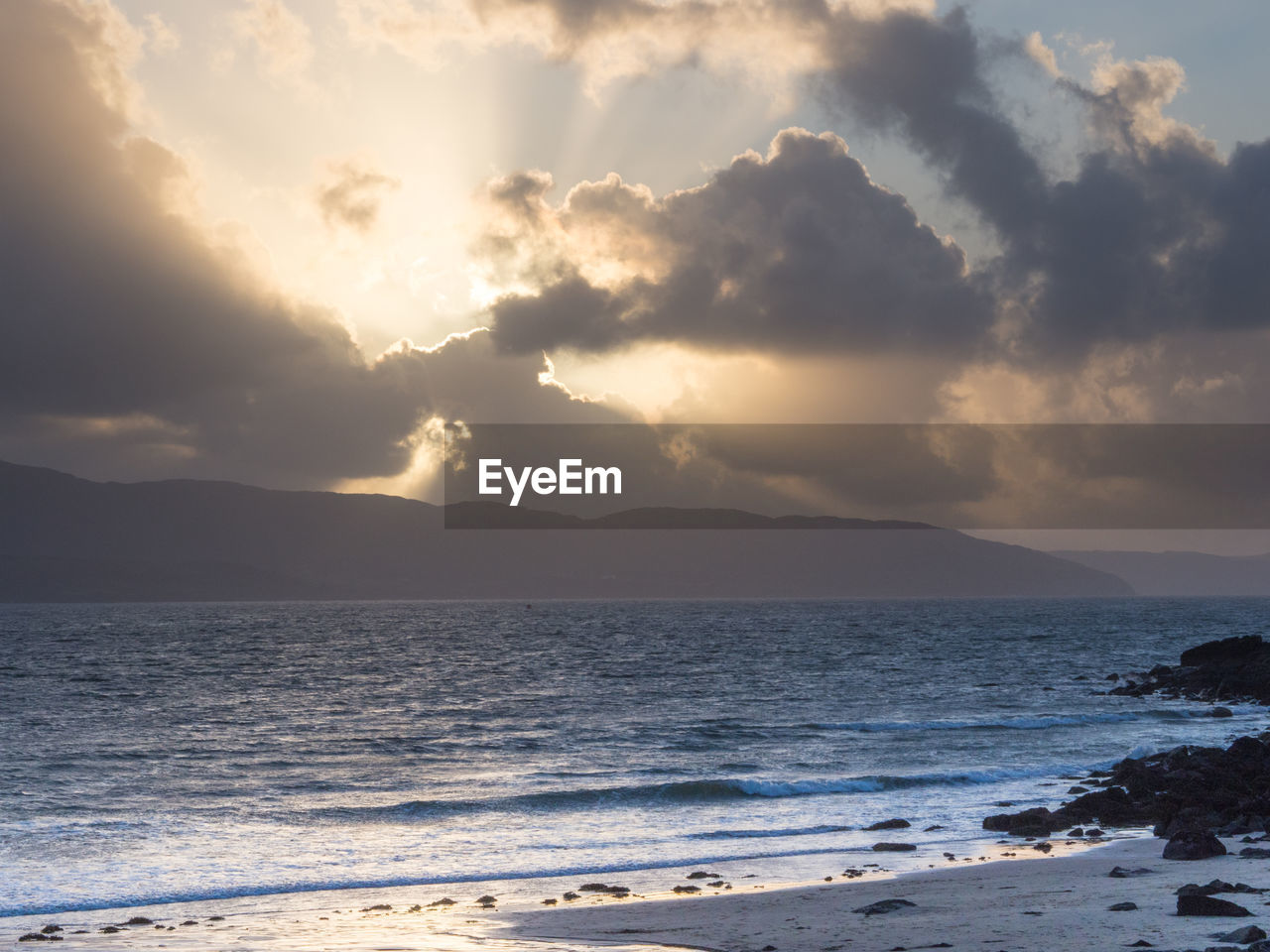 Scenic view of sea against cloudy sky