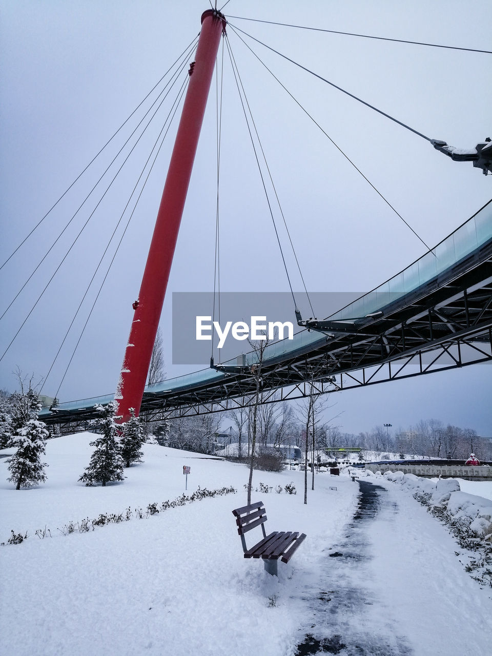 BRIDGE AGAINST SKY DURING WINTER