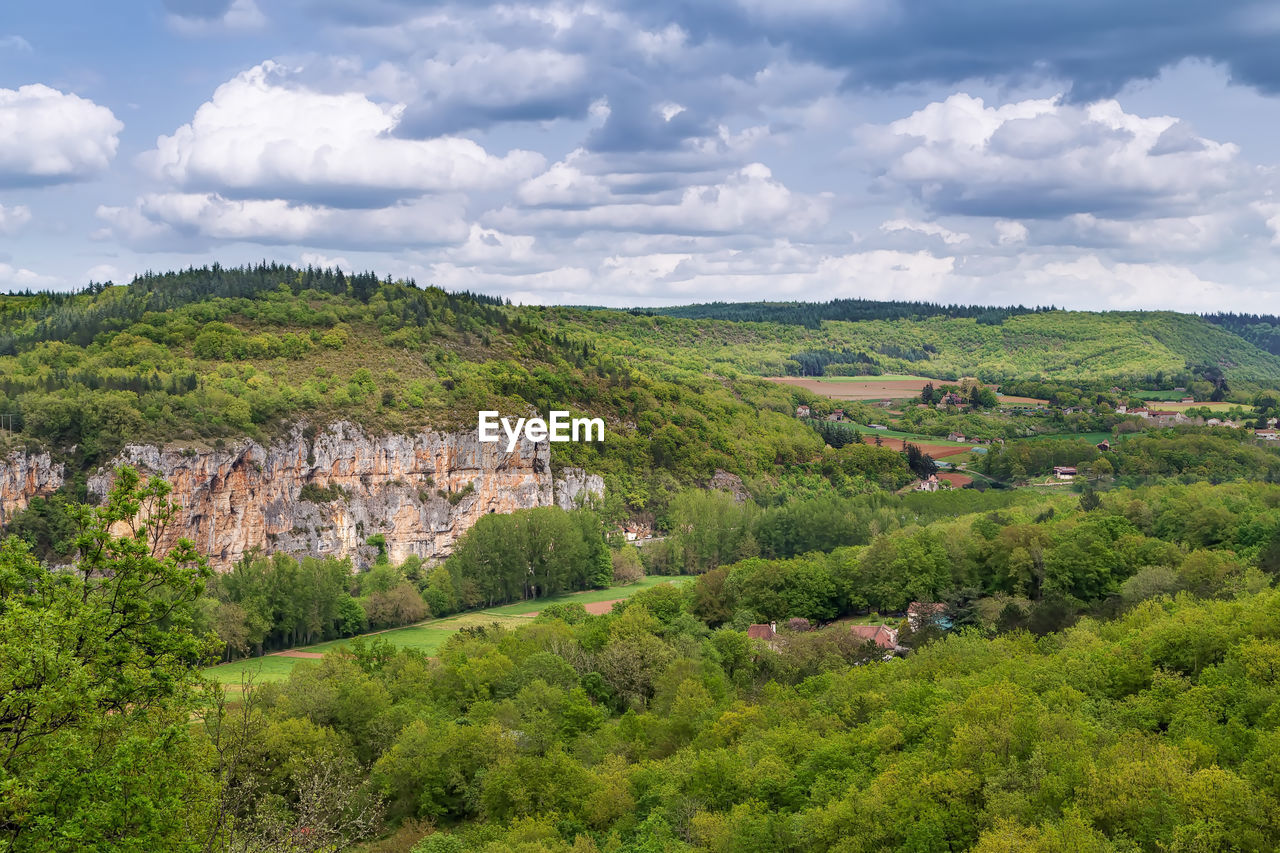 Landscape with valley of lot river, france