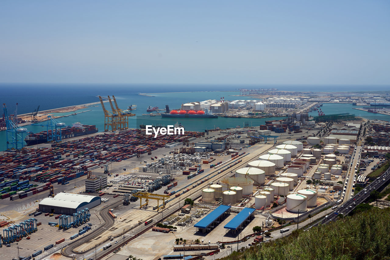 The container terminal at the port of barcelona in spain