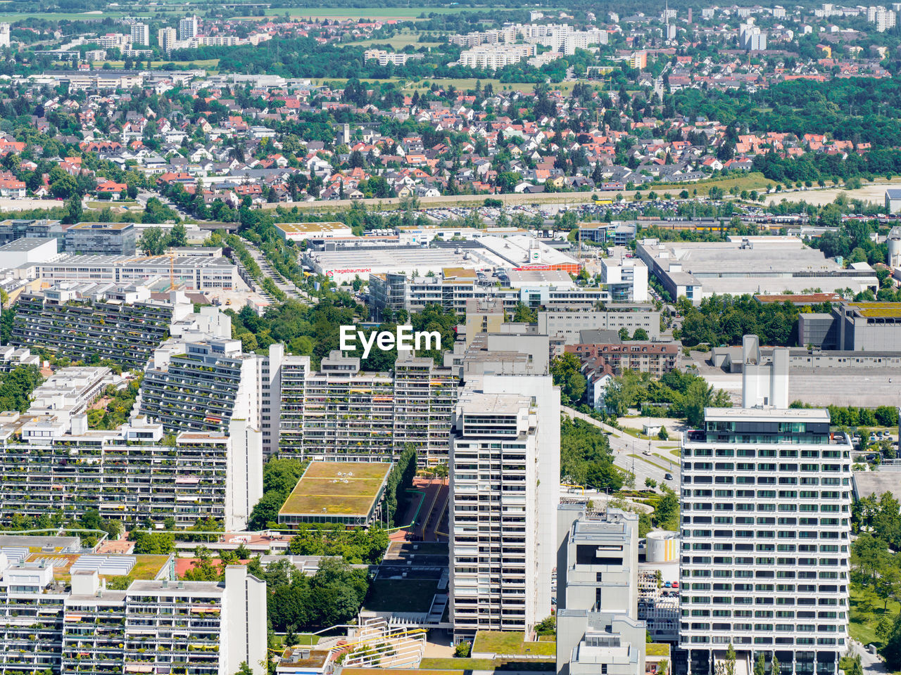 HIGH ANGLE VIEW OF RESIDENTIAL BUILDINGS