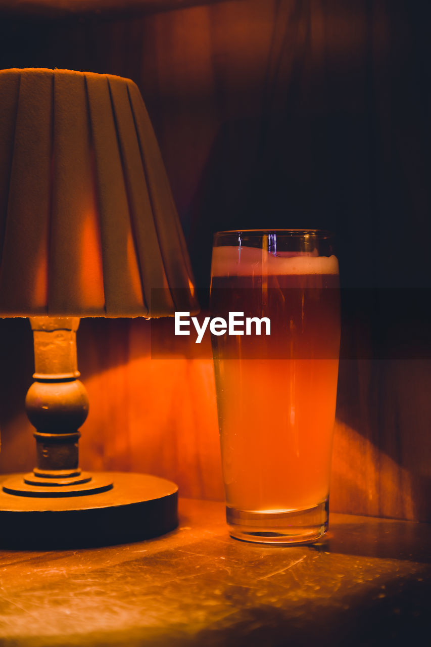 close-up of drink in glass on table