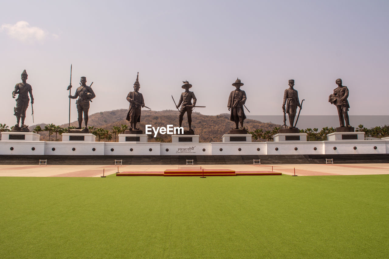 View of statues against clear sky