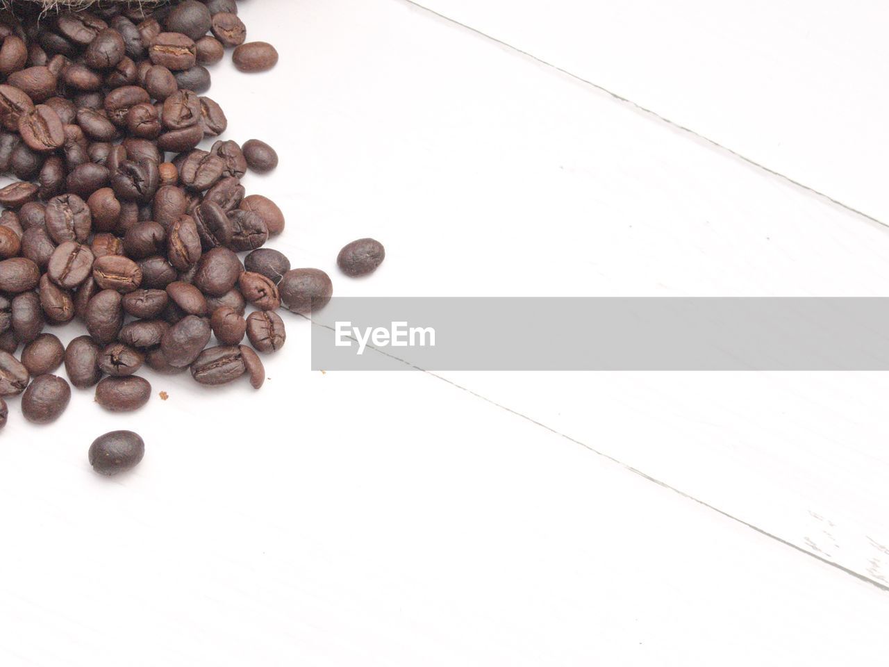 High angle view of coffee beans on table