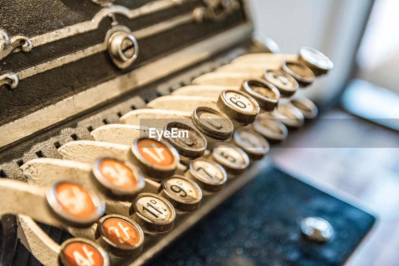 High angle view of typewriter on table