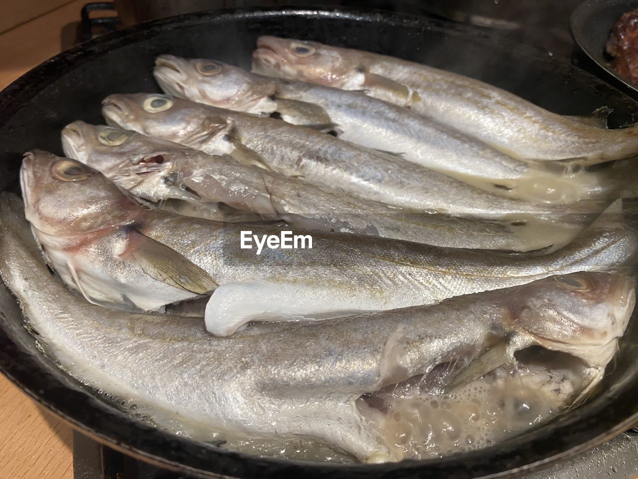 HIGH ANGLE VIEW OF FISH IN TRAY