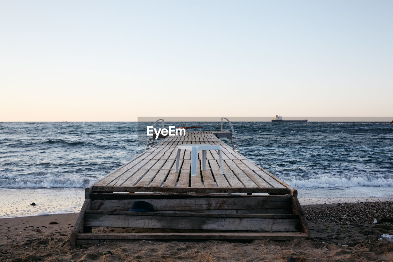 Scenic view of sea against clear sky