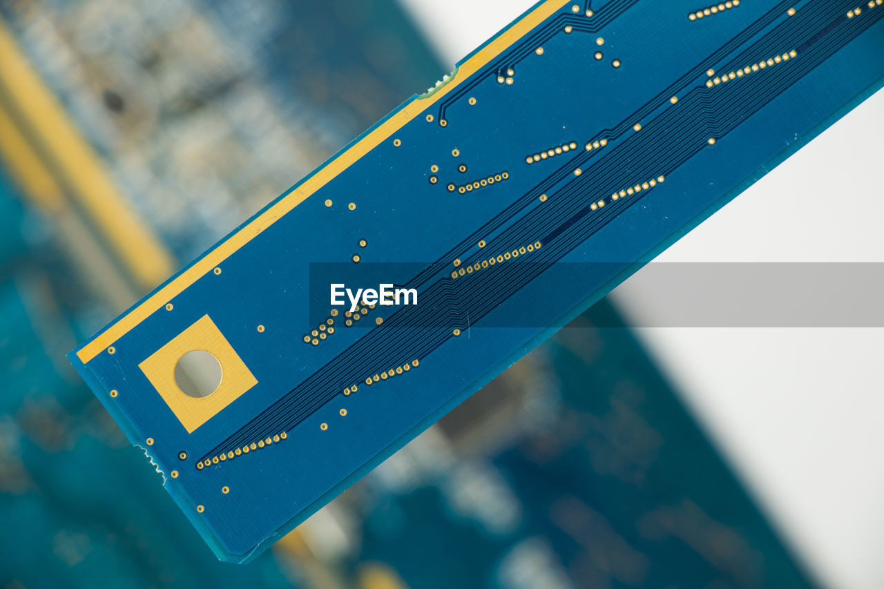 Electronic motherboard and isometric processor and microchip, ukraine and russian war theme