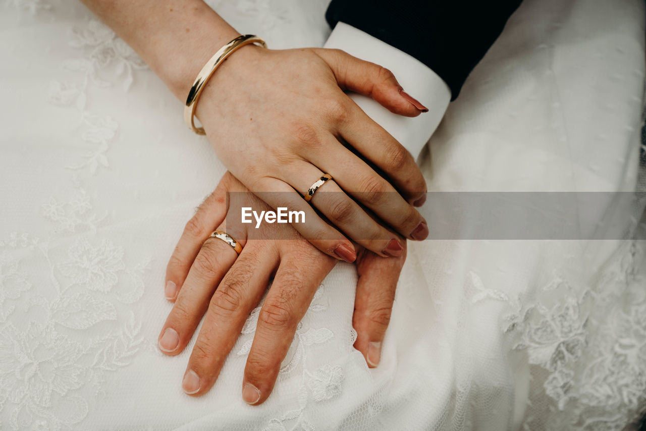 Close-up of bridegroom hands