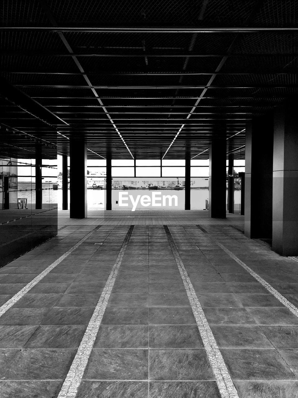 View of empty underground car park