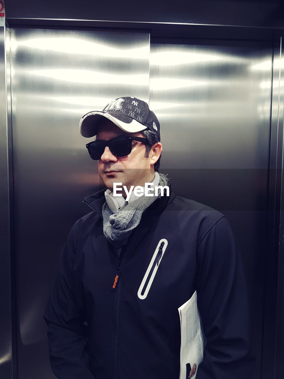 Mature handsome man in elevator