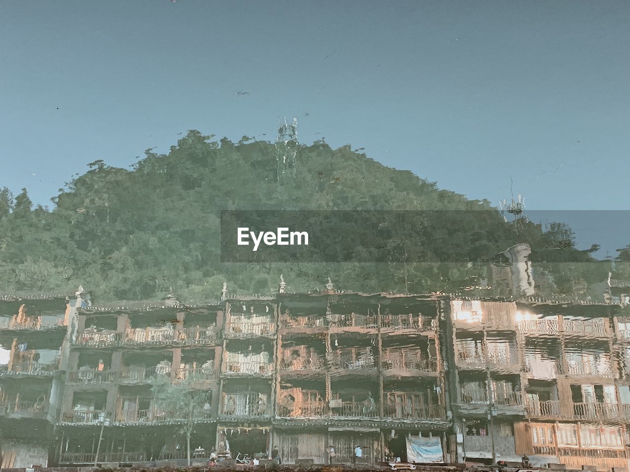 Buildings against clear sky