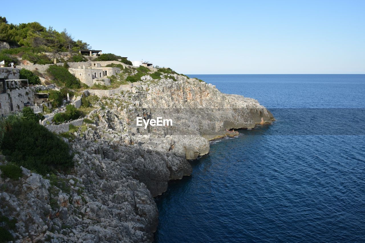 Scenic view of sea against clear sky