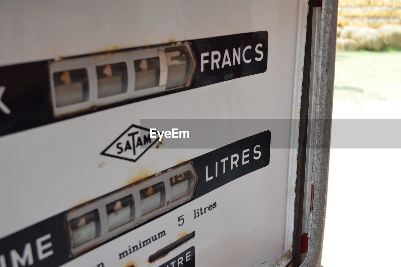 Close-up of fuel pump at gas station