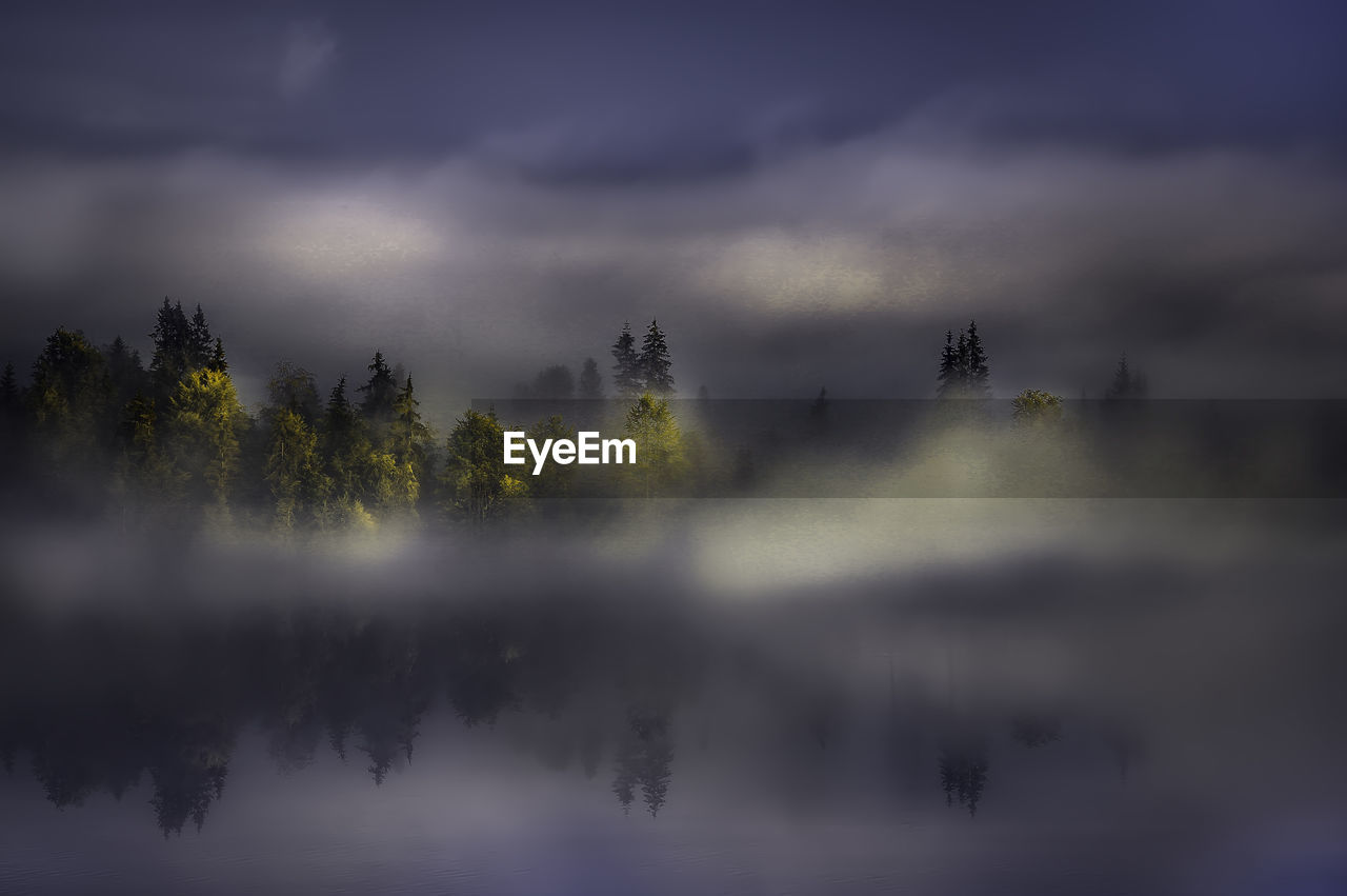 Scenic view of lake against sky