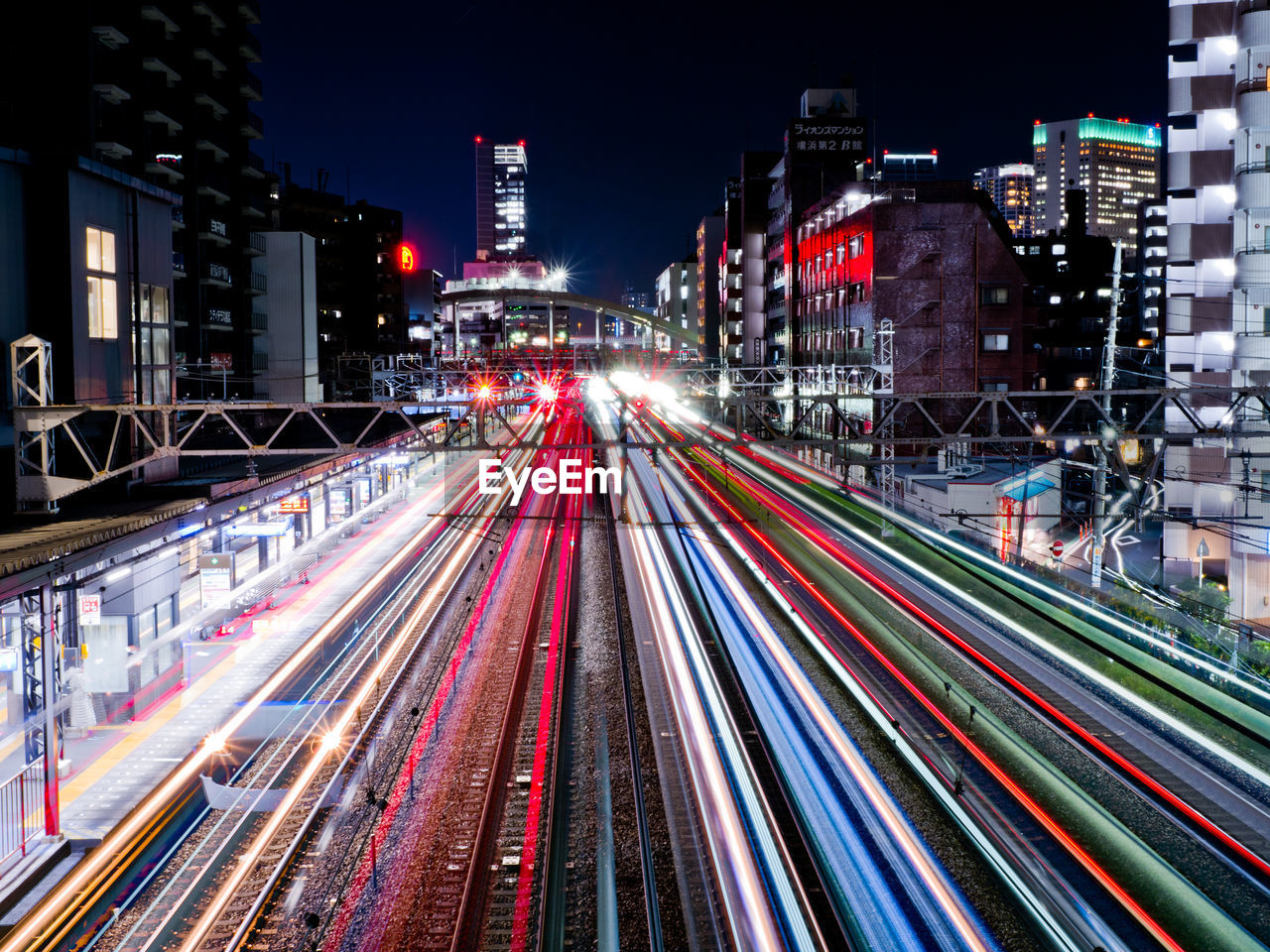 Light trails on railway