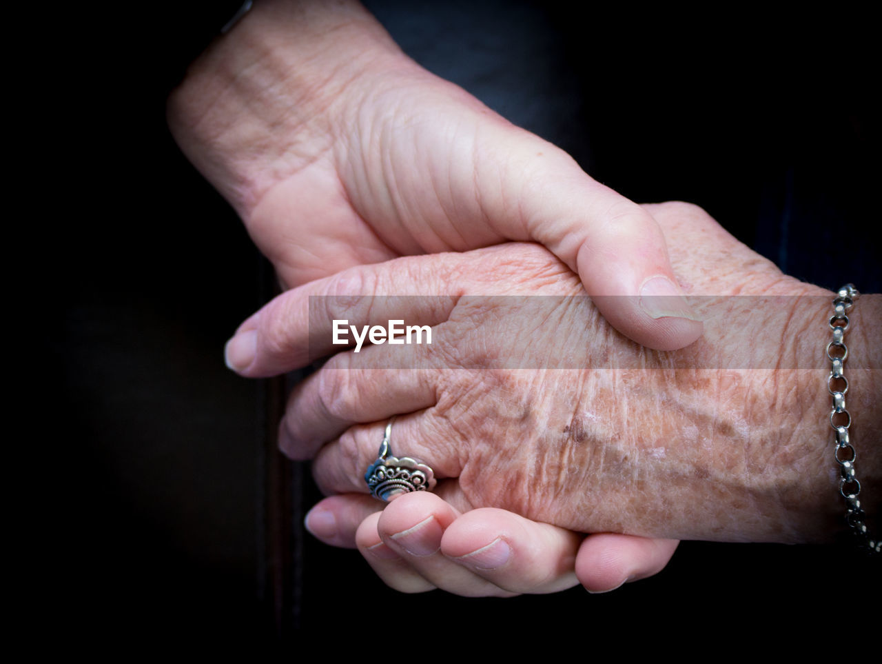 Cropped hands of couple