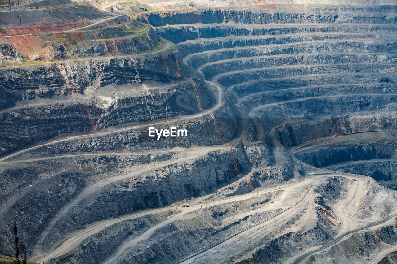 High angle view of iron ore quarry