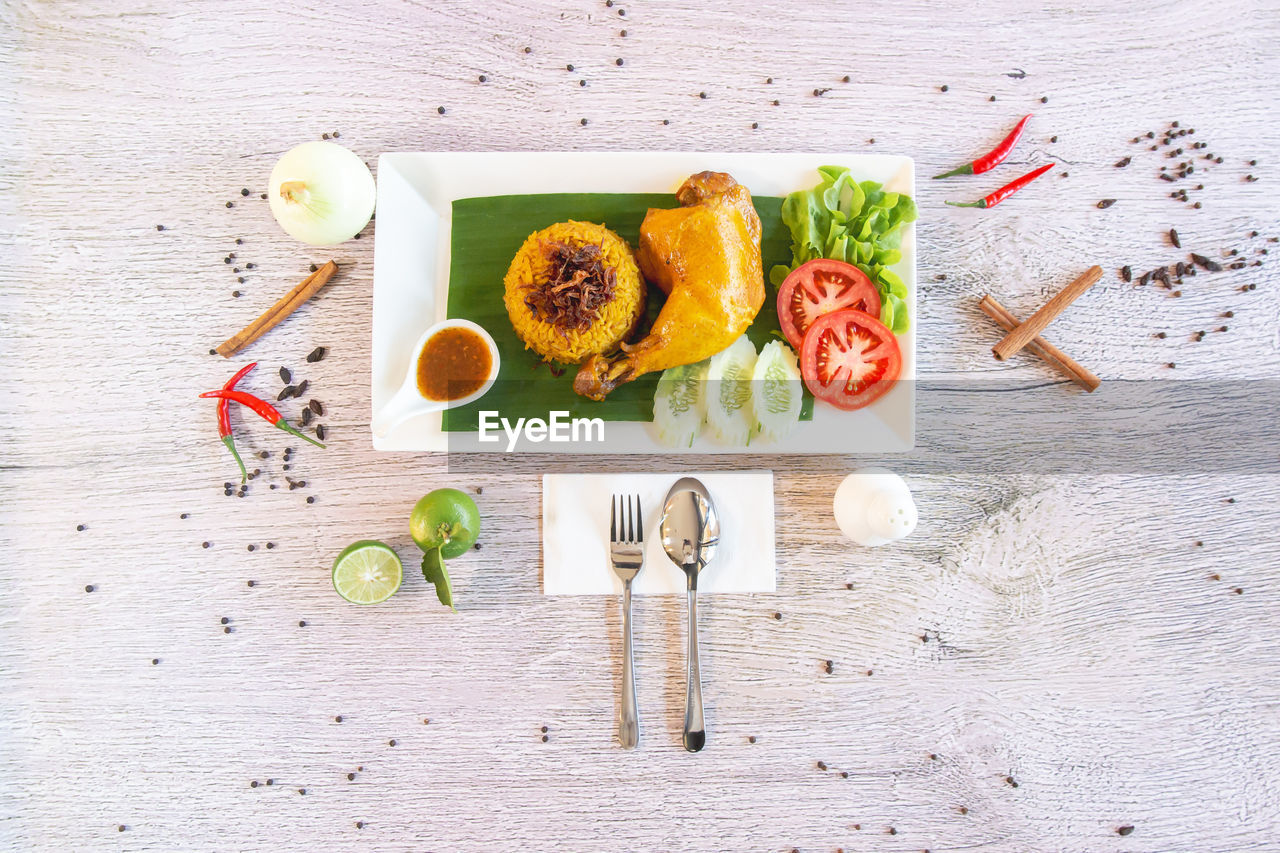 Directly above shot of fruits on table