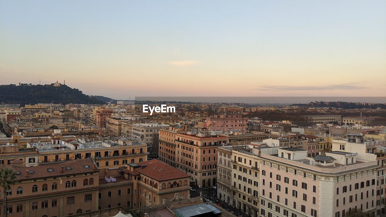 High angle view of buildings in city from vatican city museum