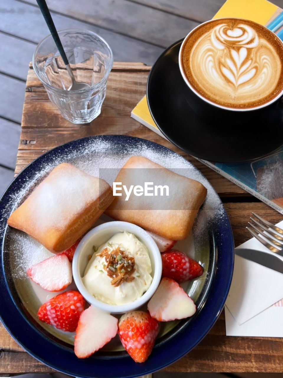 High angle view of food on table