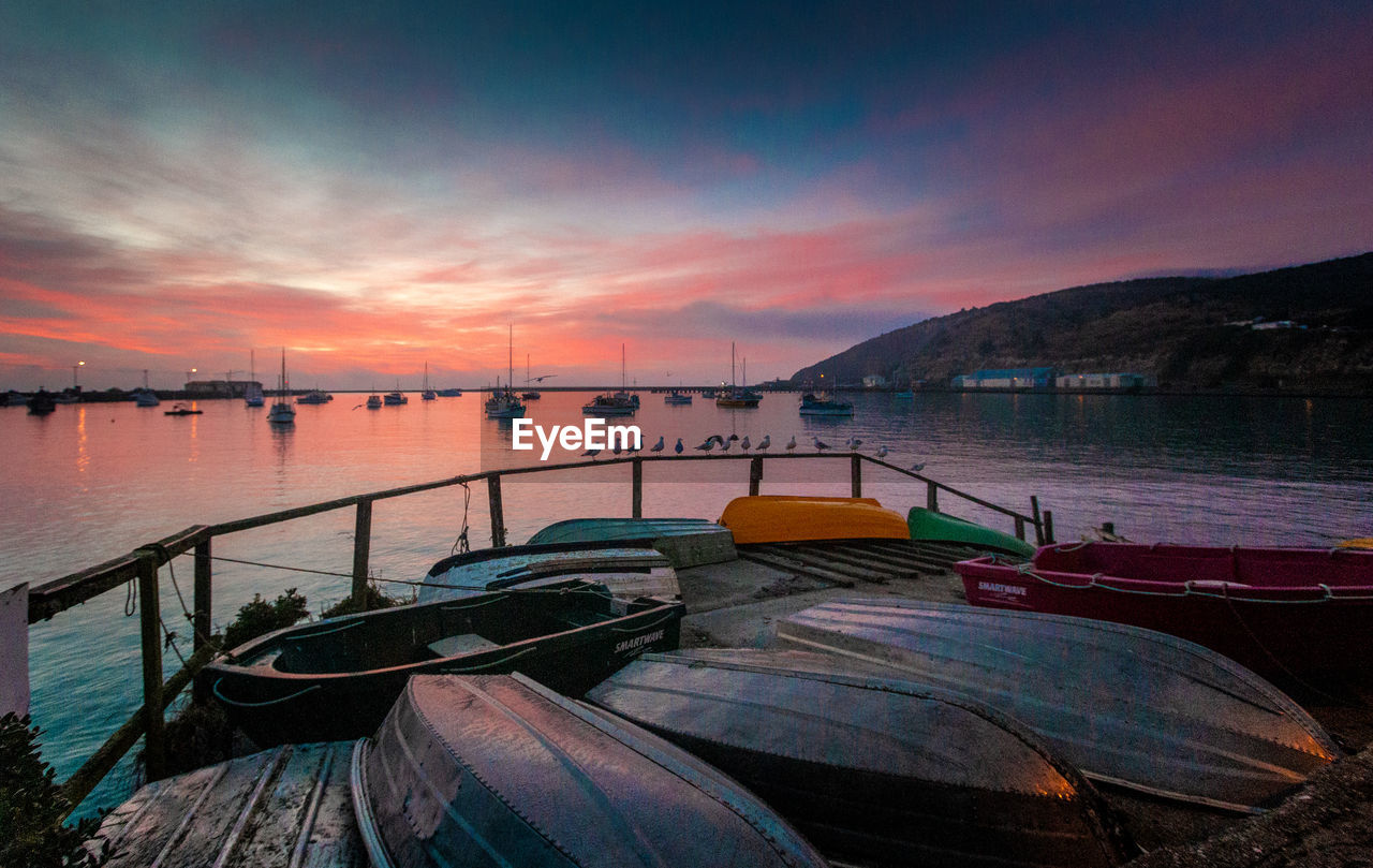 Scenic view of sea against sky during sunrise