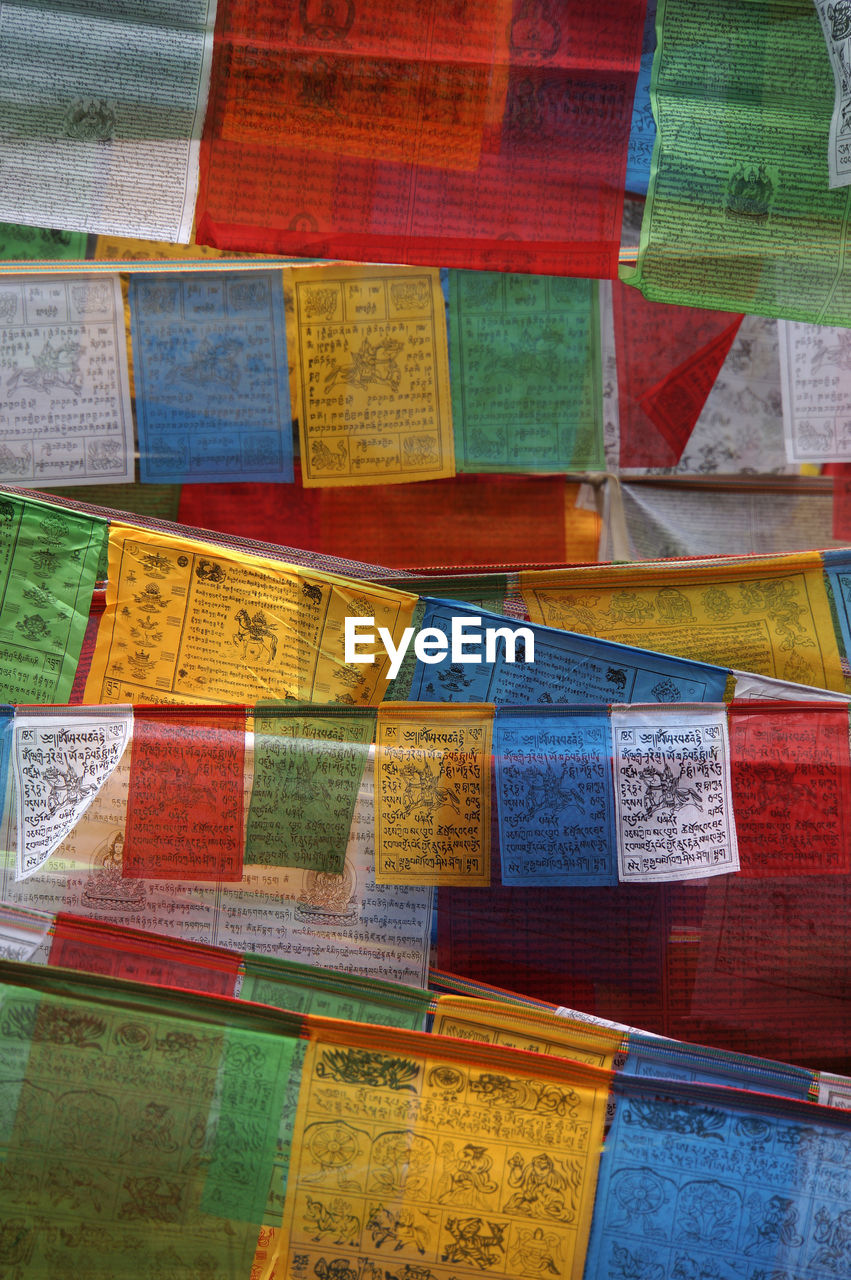 Full frame shot of multi colored prayer flags
