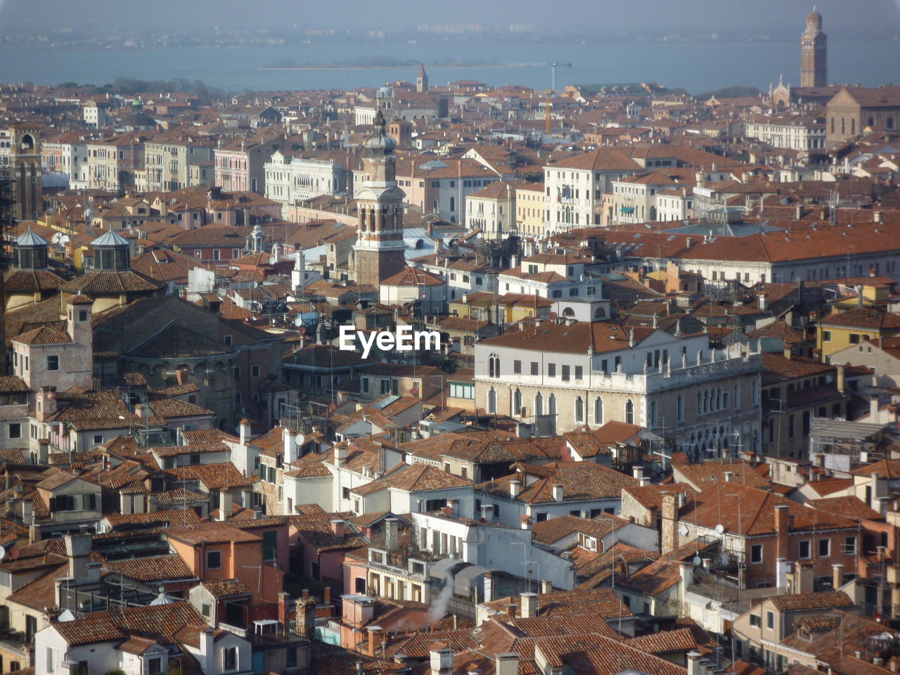 High angle view of townscape against sky