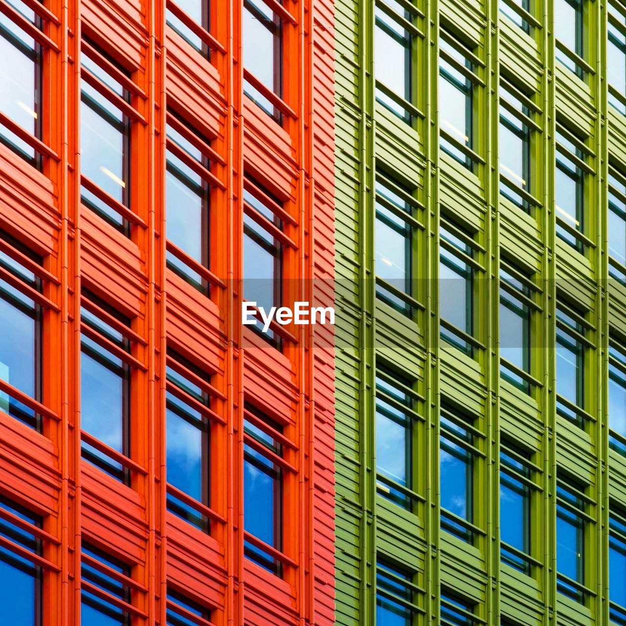 Full frame shot of red and green building