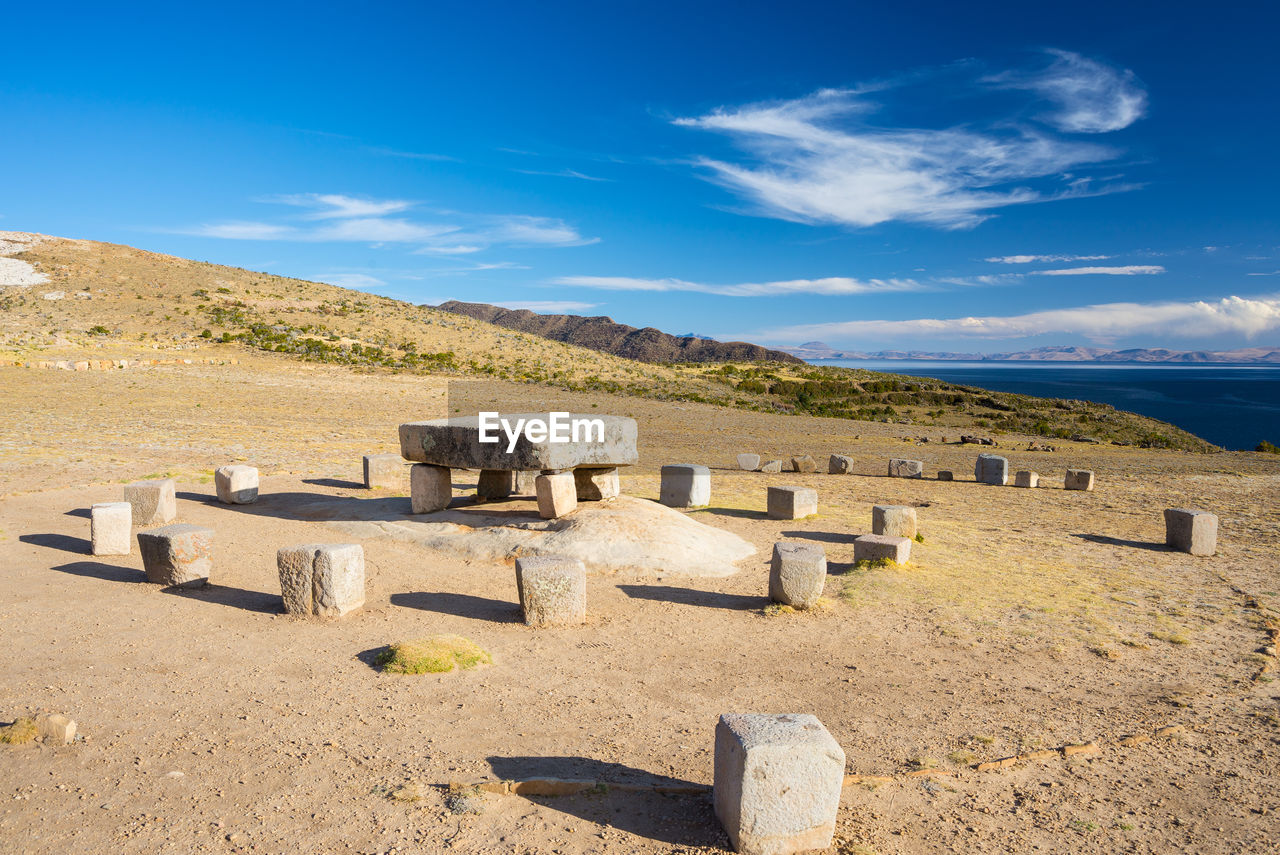 Scenic view of landscape against blue sky