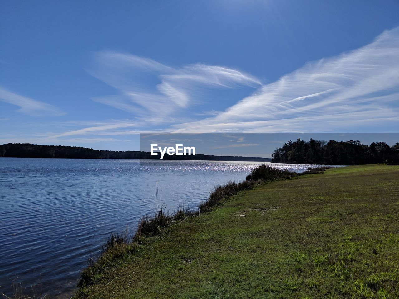 Scenic view of lake against sky