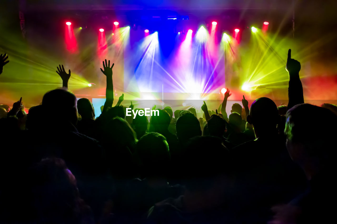 Cheering young people at a rock concert