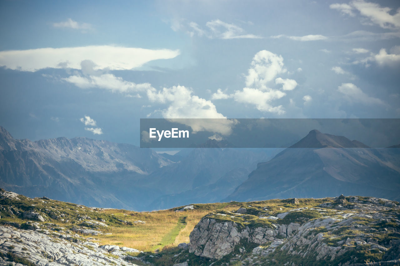 Scenic view of snowcapped mountains against sky in  mont blanc massif