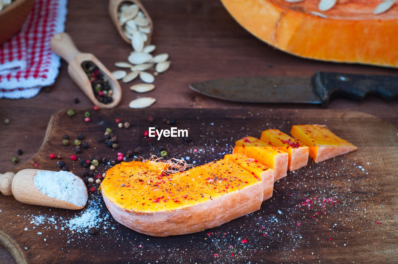 Close-up of pumpkin slice