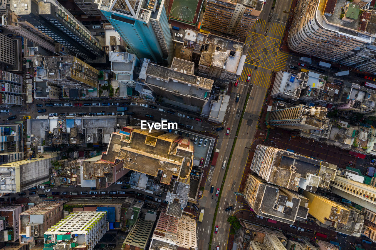 Aerial view of modern buildings in city