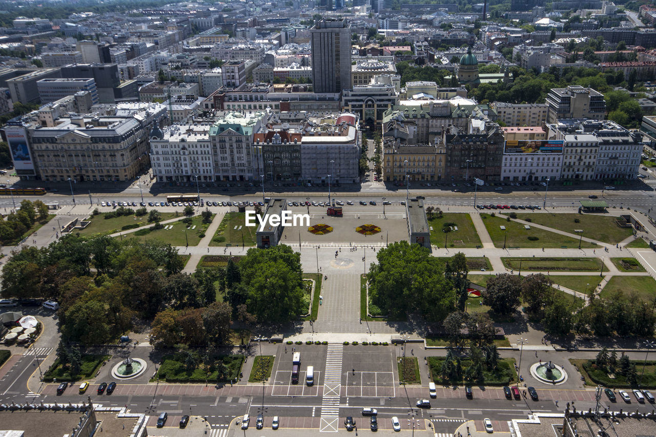 High angle view of city