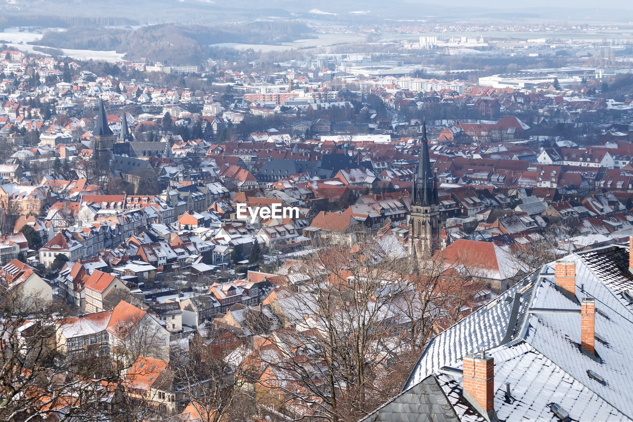 High angle shot of townscape