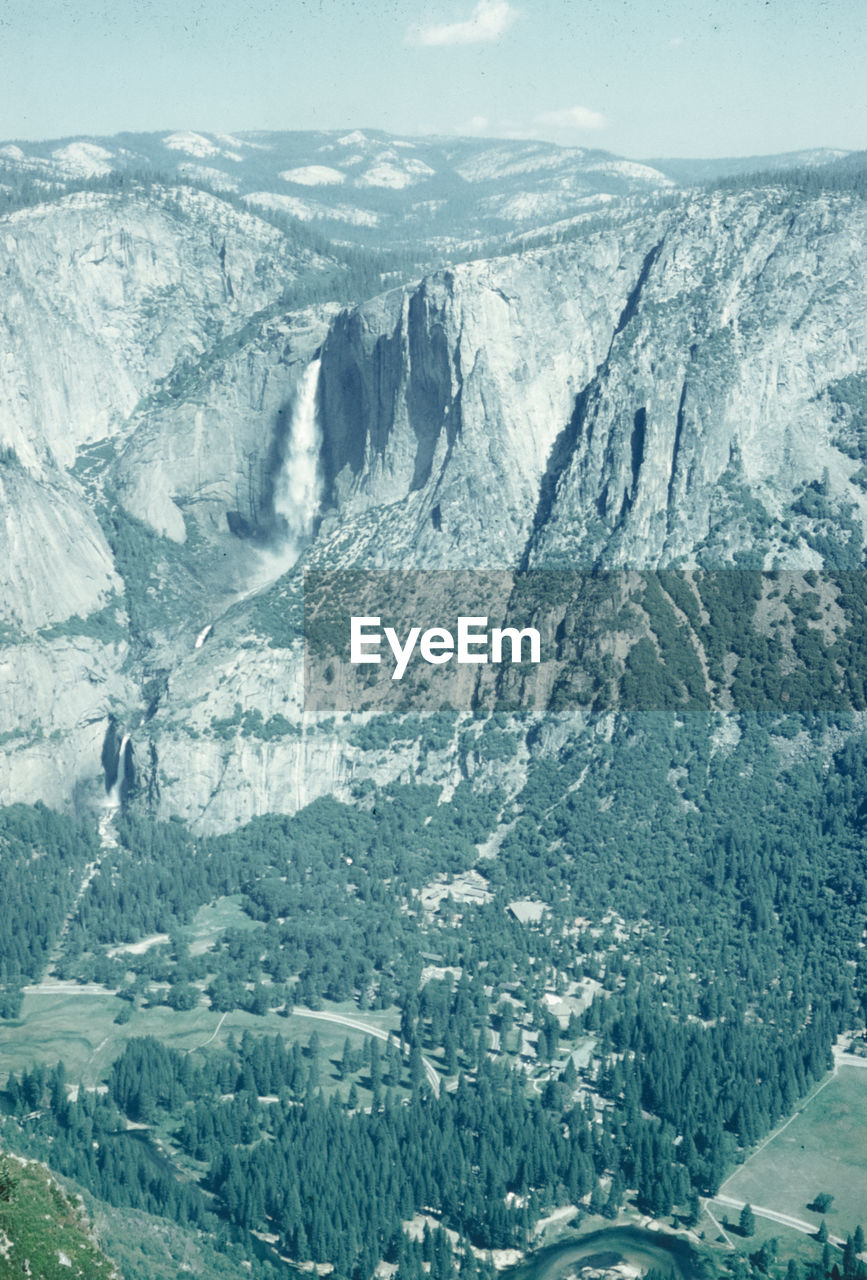 high angle view of snow covered mountain against sky