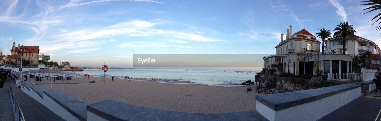 Panoramic view of houses at beach