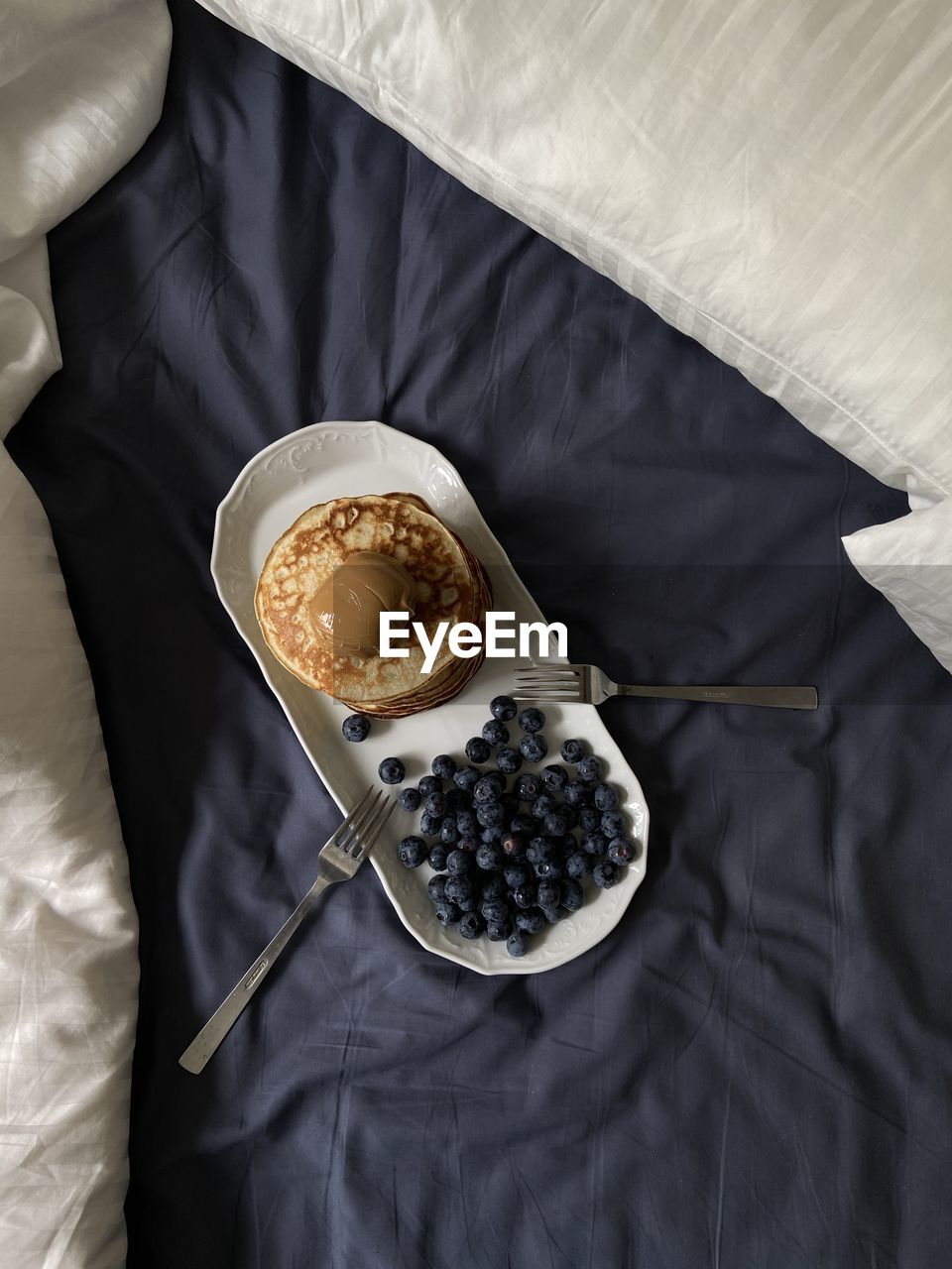 High angle view of breakfast on table