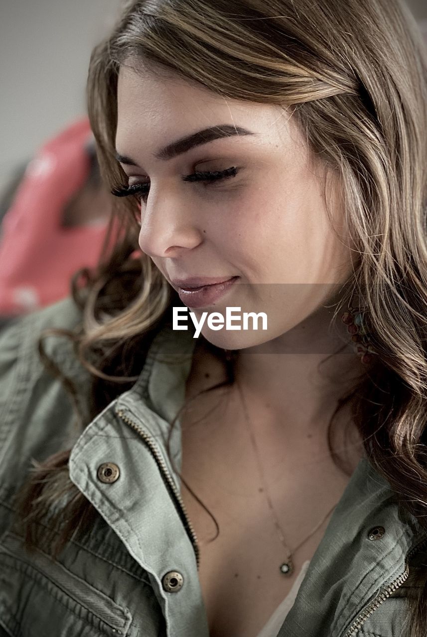 Close-up portrait of a beautiful young woman