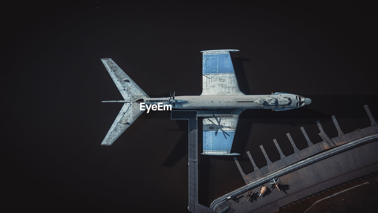 Aerial view of airplane in sea