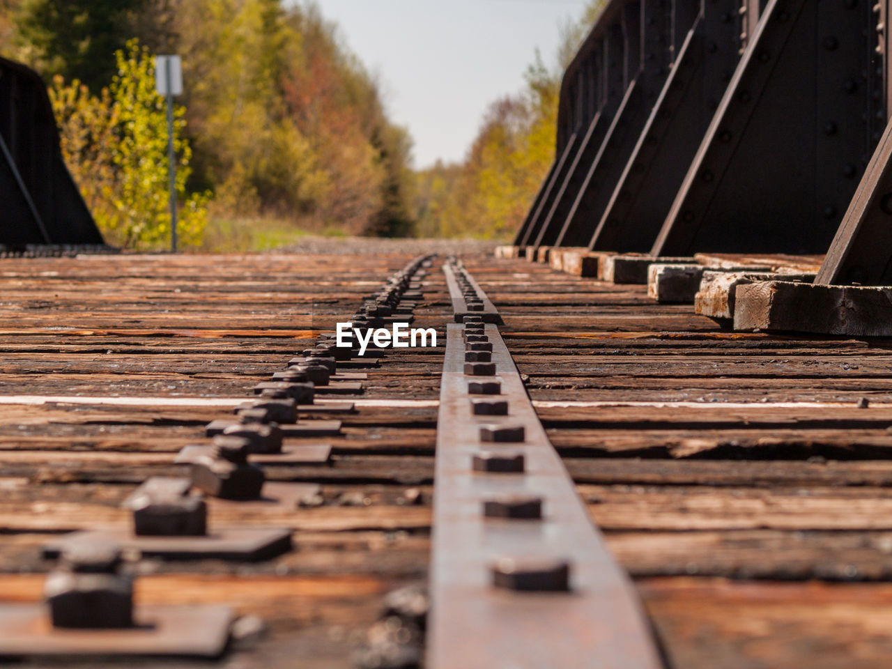 Surface level of rusty railroad track