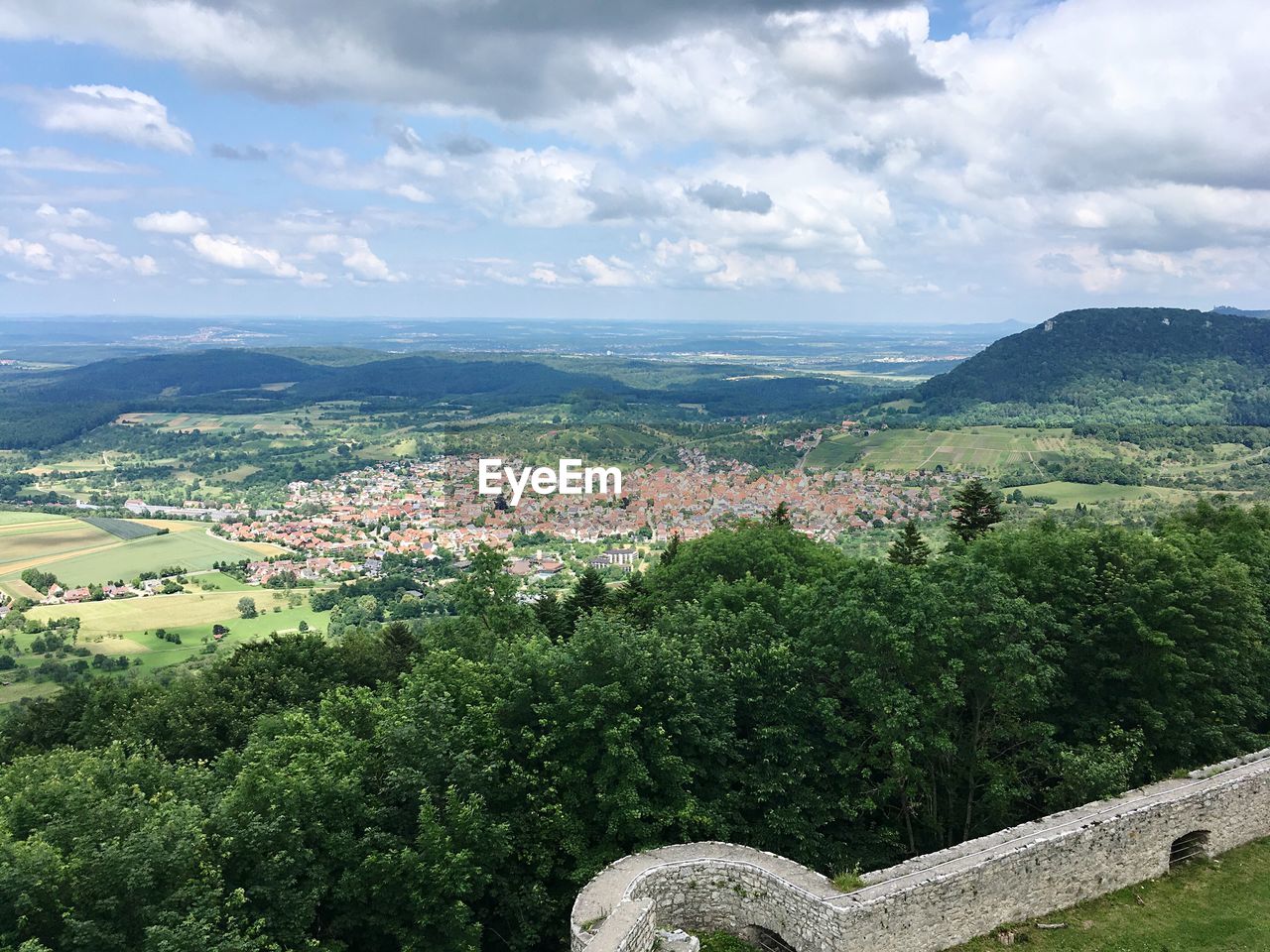 Aerial view of townscape against sky