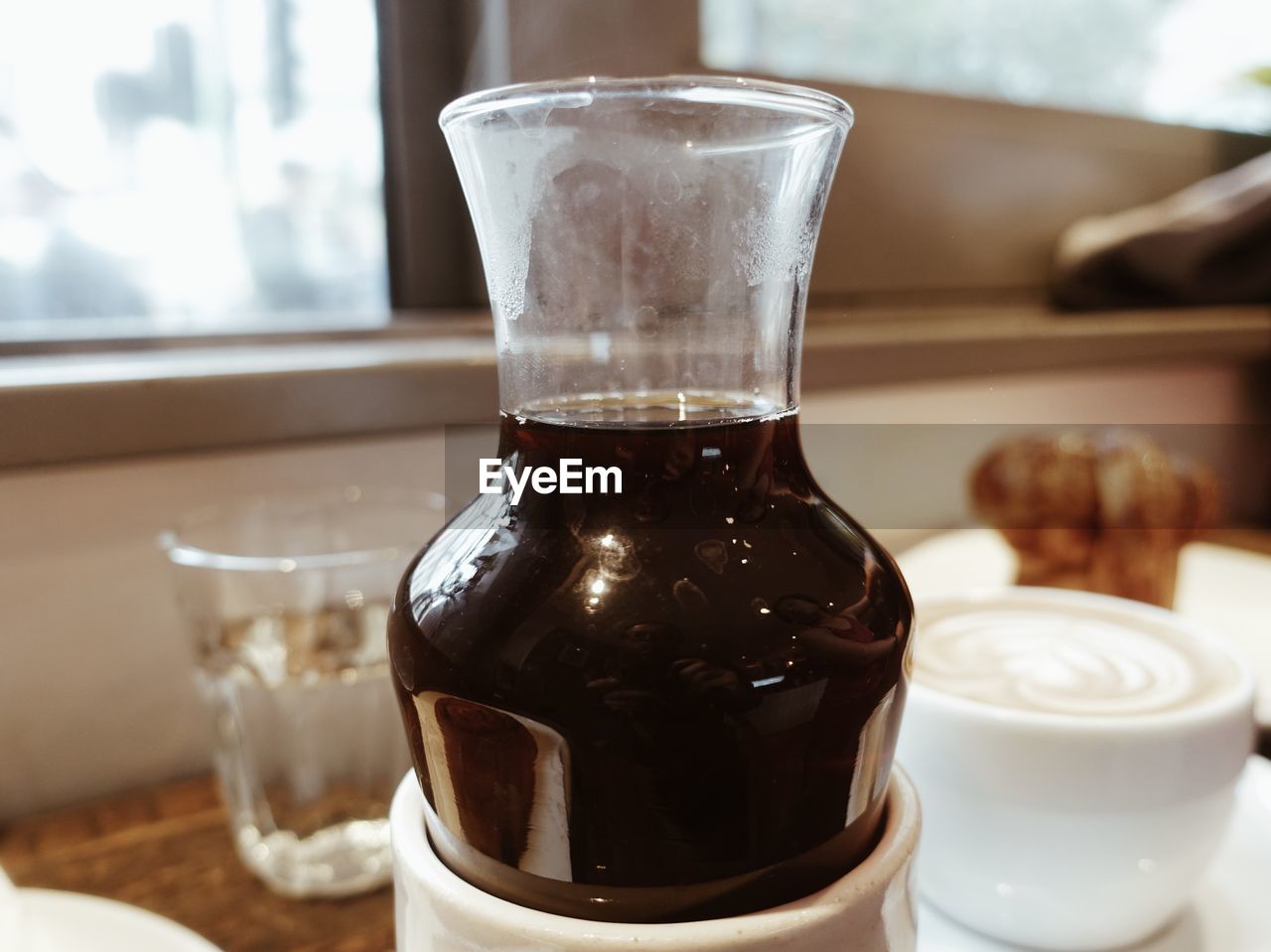 Close-up of filter coffee on table