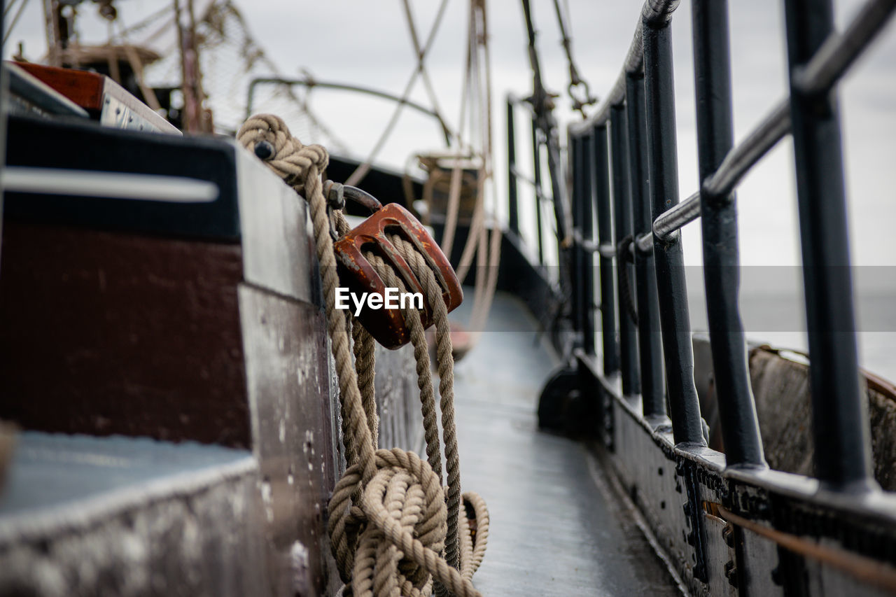 Rope hanging down on a sailboat - detail