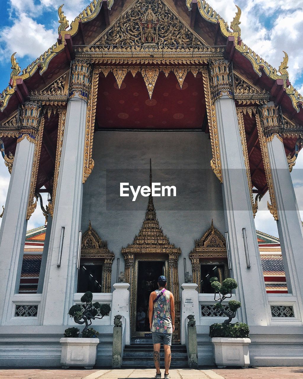 REAR VIEW OF PAGODA IN FRONT OF HISTORIC TEMPLE