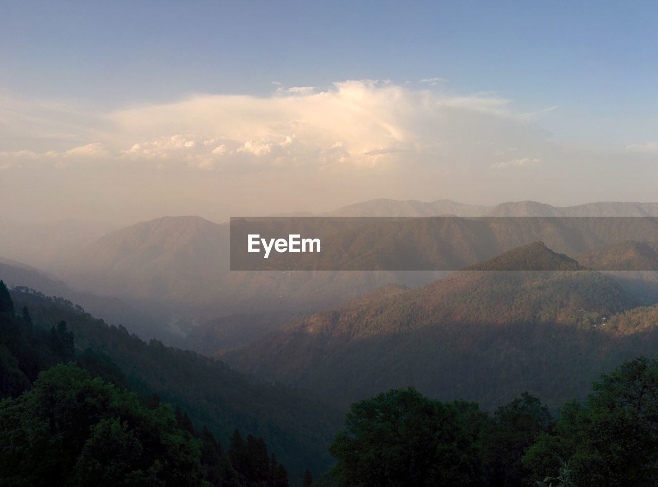 Scenic rocky mountain range against sky