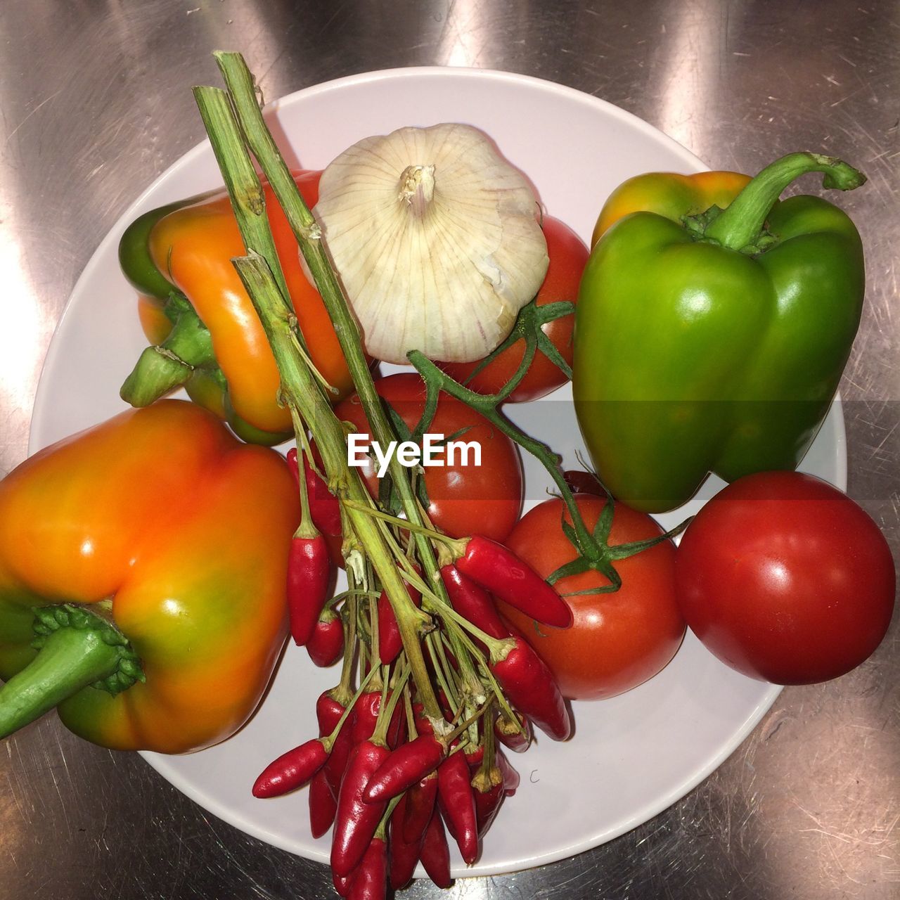 Directly above shot of vegetables on plate